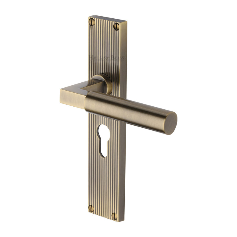 Bauhaus Reeded Door Handle on Plate