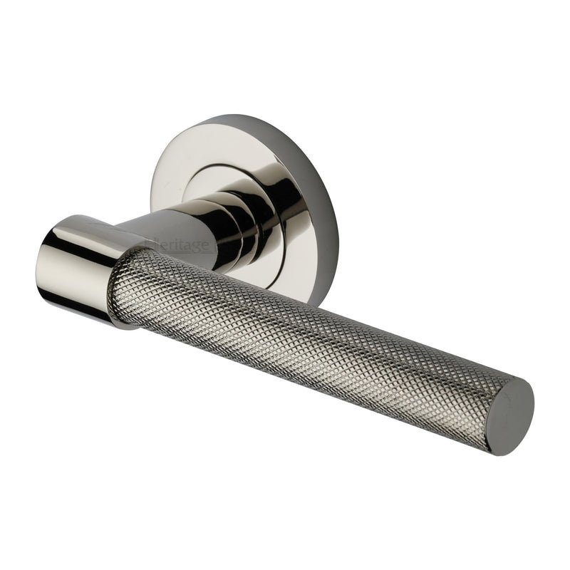 Phoenix Knurled Door Handle on Round Rose