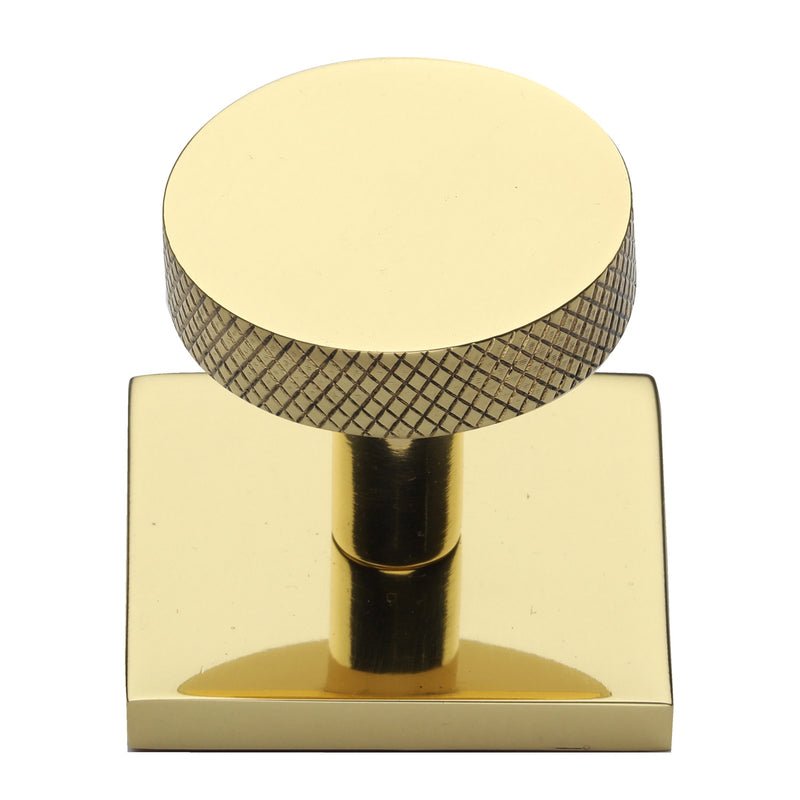 Knurled Disc Cabinet Knob with Square Backplate