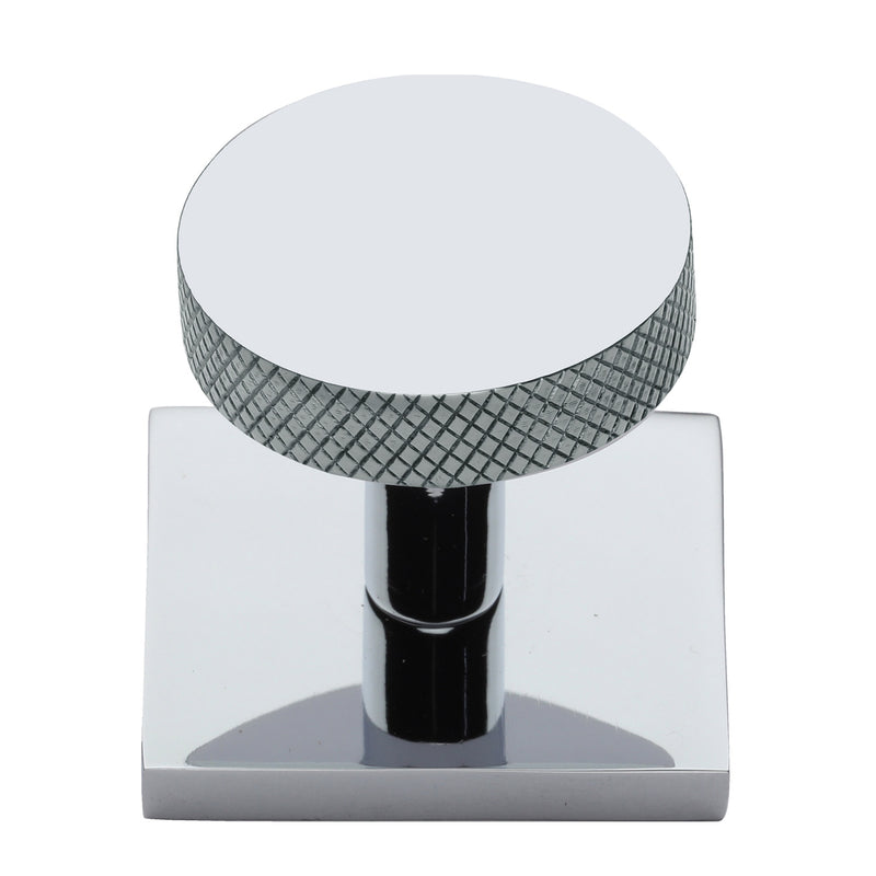 Knurled Disc Cabinet Knob with Square Backplate