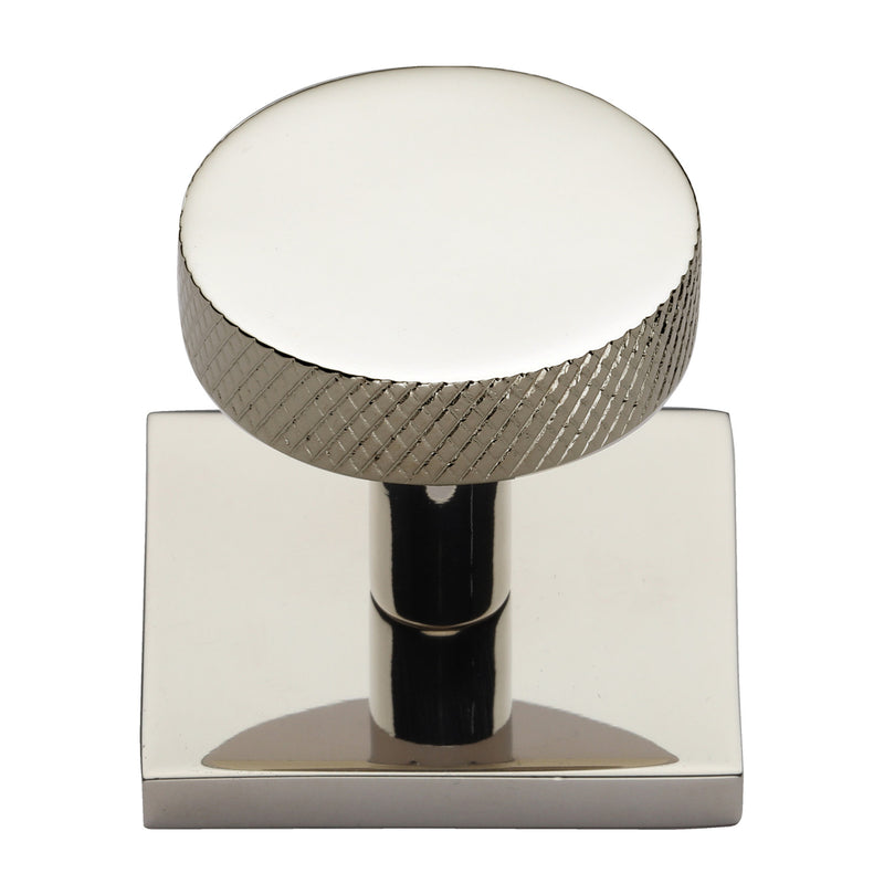 Knurled Disc Cabinet Knob with Square Backplate