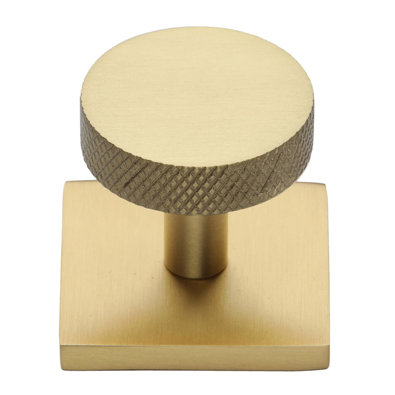 Knurled Disc Cabinet Knob with Square Backplate