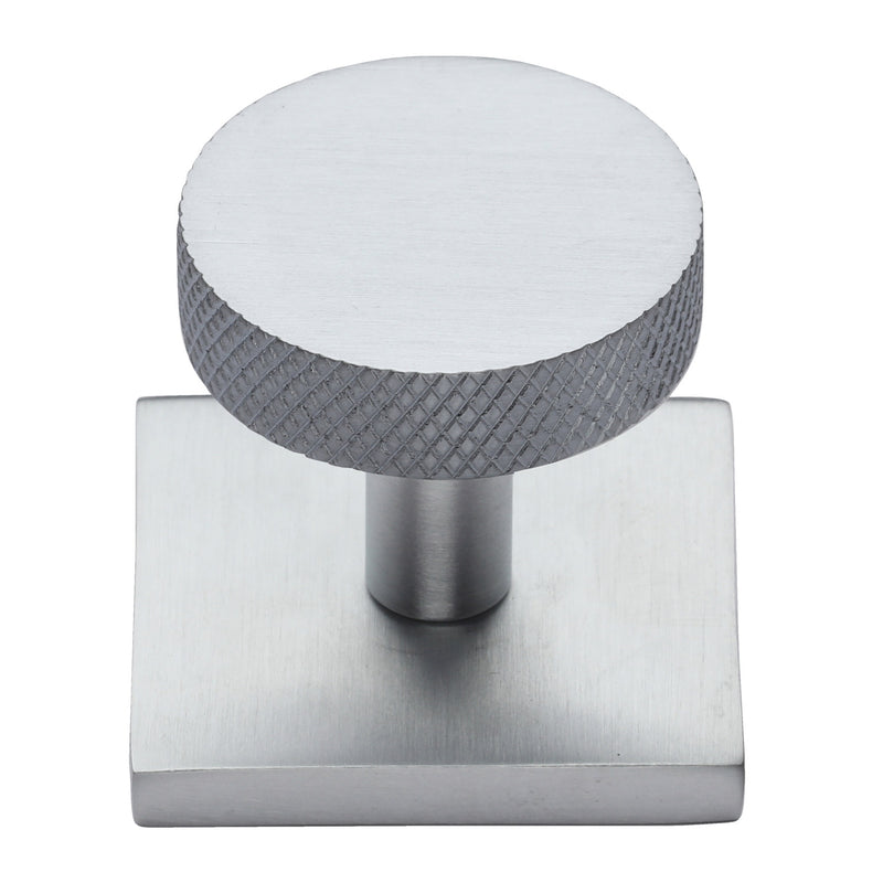 Knurled Disc Cabinet Knob with Square Backplate