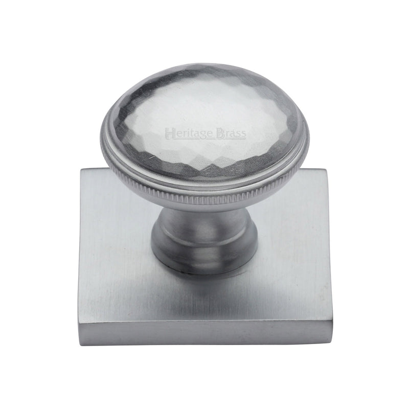 Diamond Cut Cabinet Knob with Square Backplate