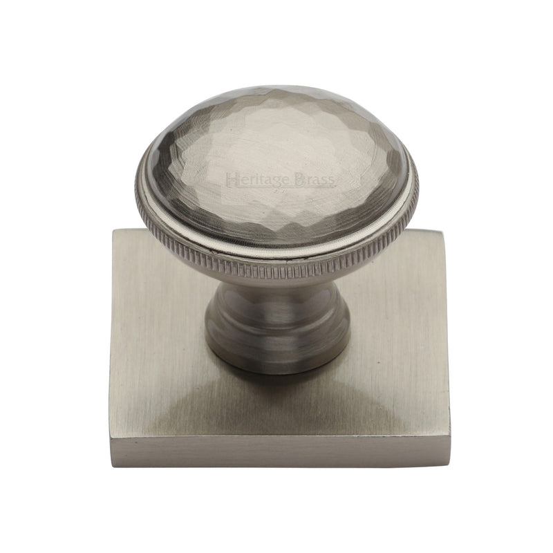 Diamond Cut Cabinet Knob with Square Backplate