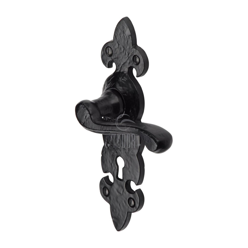 Tudor Fleur de Lys Door Handle on Plate