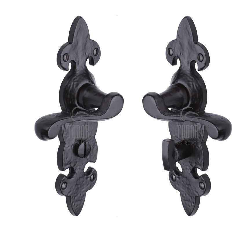 Tudor Fleur de Lys Door Handle on Plate