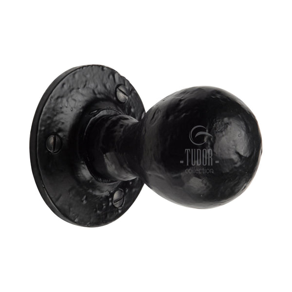 Ball Mortice Door Knob on Rose Black Iron