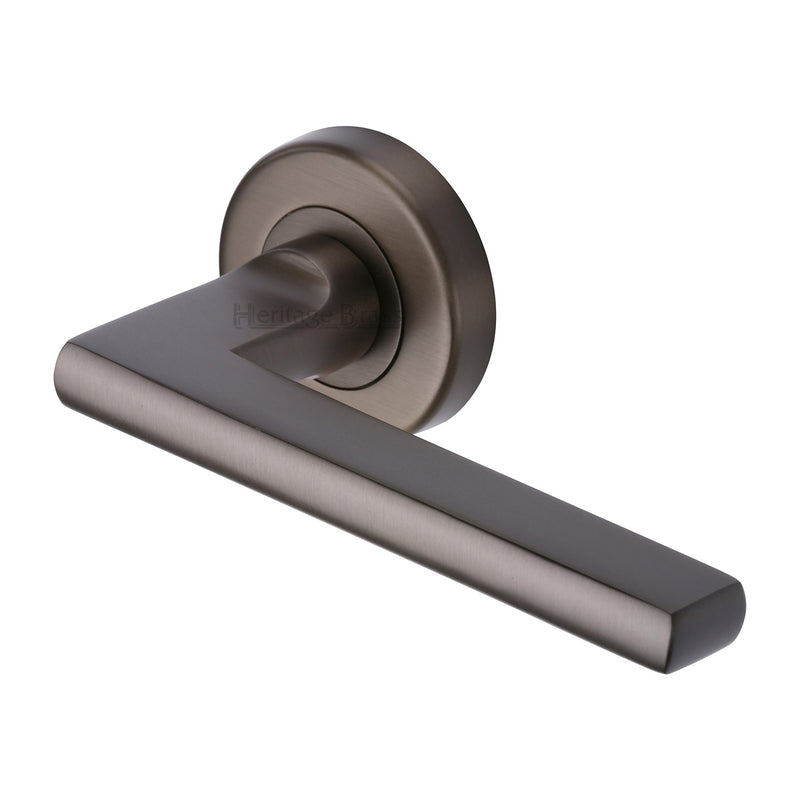 Trident Door Handle on Round Rose