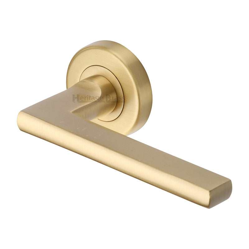 Trident Door Handle on Round Rose