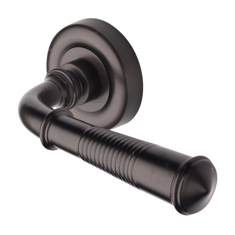 Colonial Reeded Door Handle on Round Rose