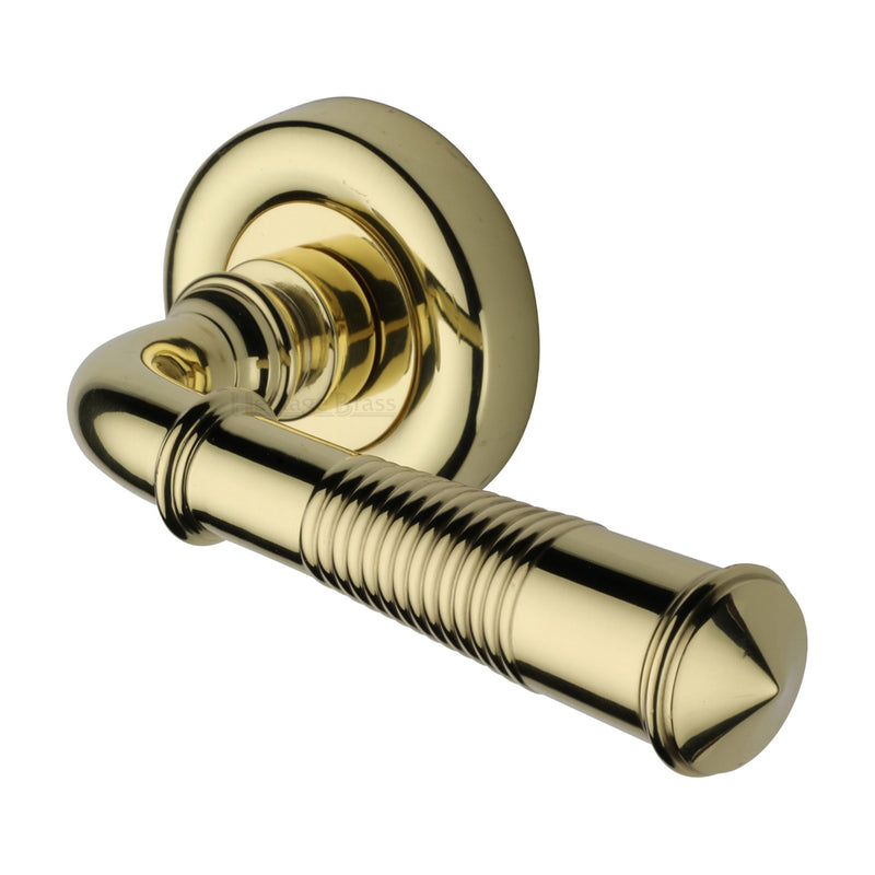 Colonial Reeded Door Handle on Round Rose