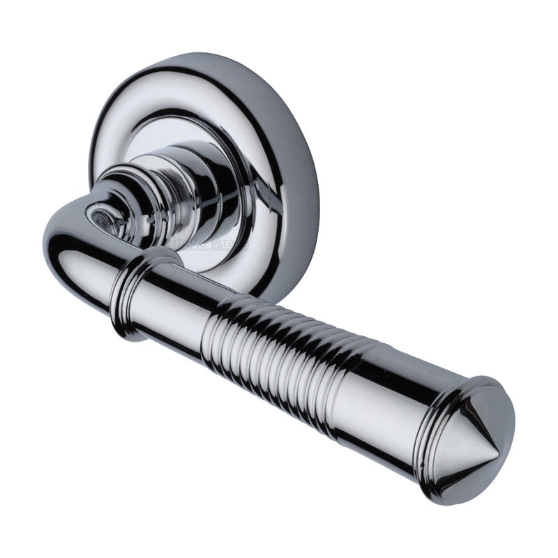 Colonial Reeded Door Handle on Round Rose