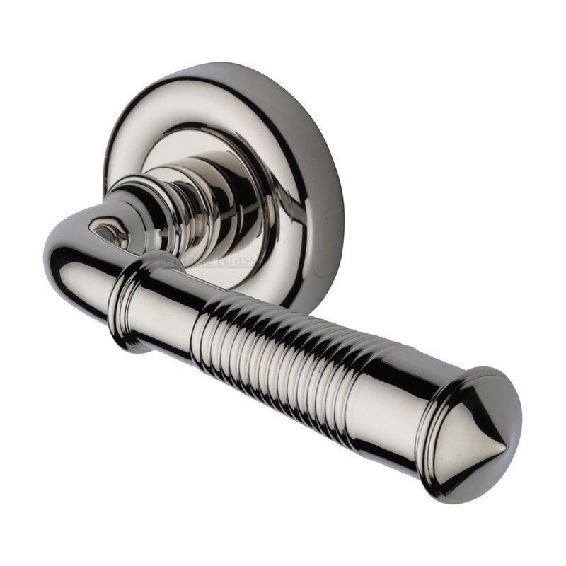 Colonial Reeded Door Handle on Round Rose