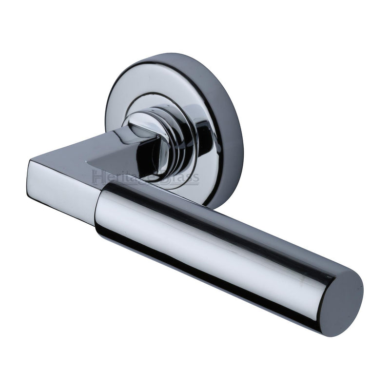 Bauhaus Door Handle on Round Rose