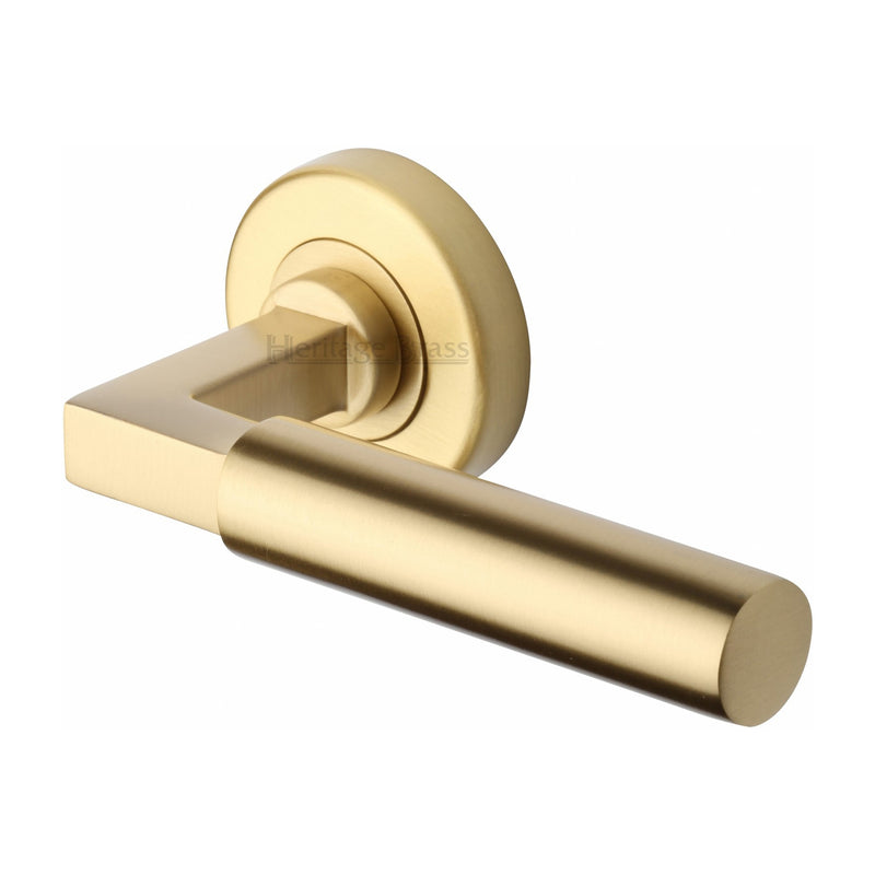 Bauhaus Door Handle on Round Rose