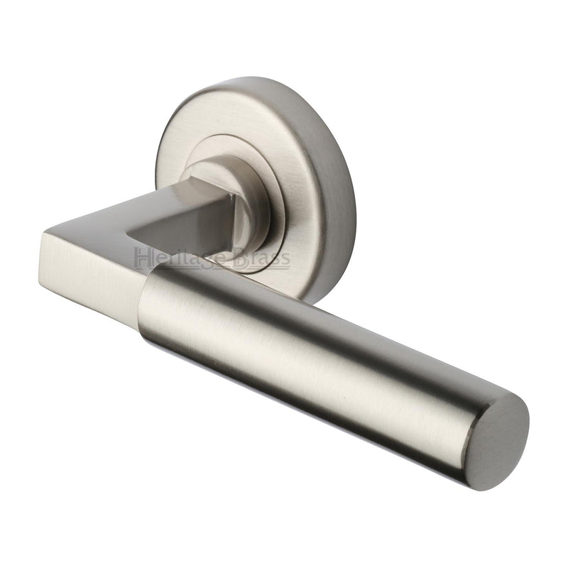 Bauhaus Door Handle on Round Rose