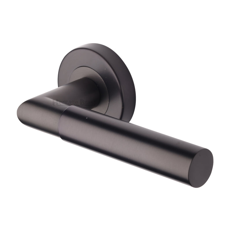 Bauhaus Mitre Door Handle on Round Rose