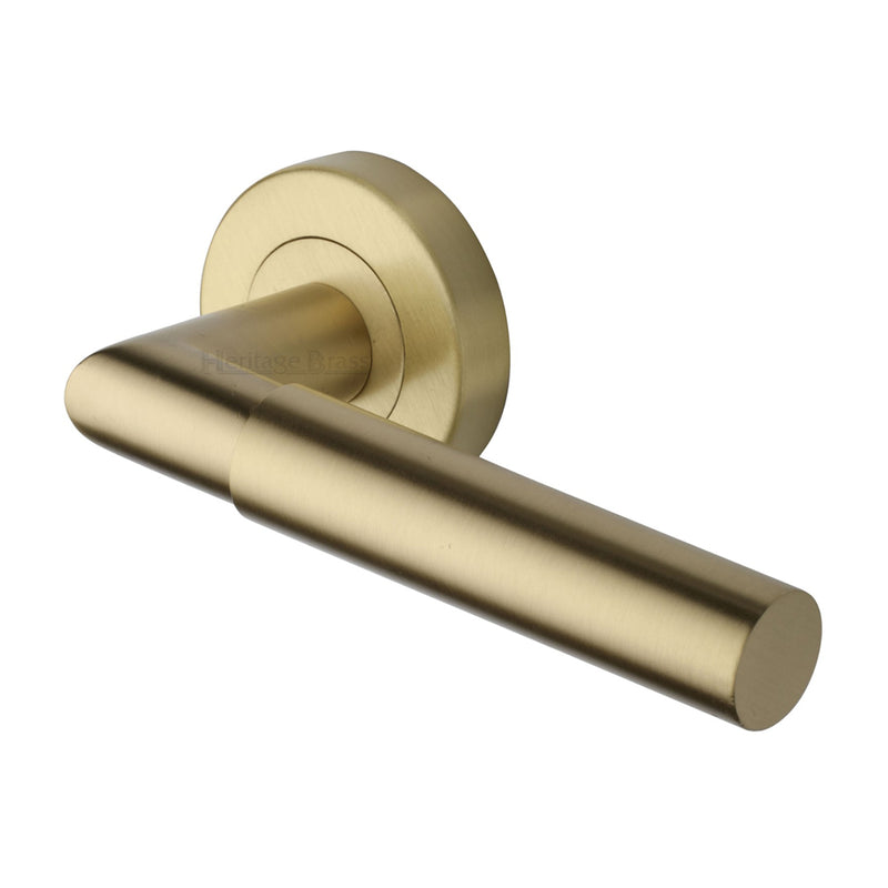 Bauhaus Mitre Door Handle on Round Rose