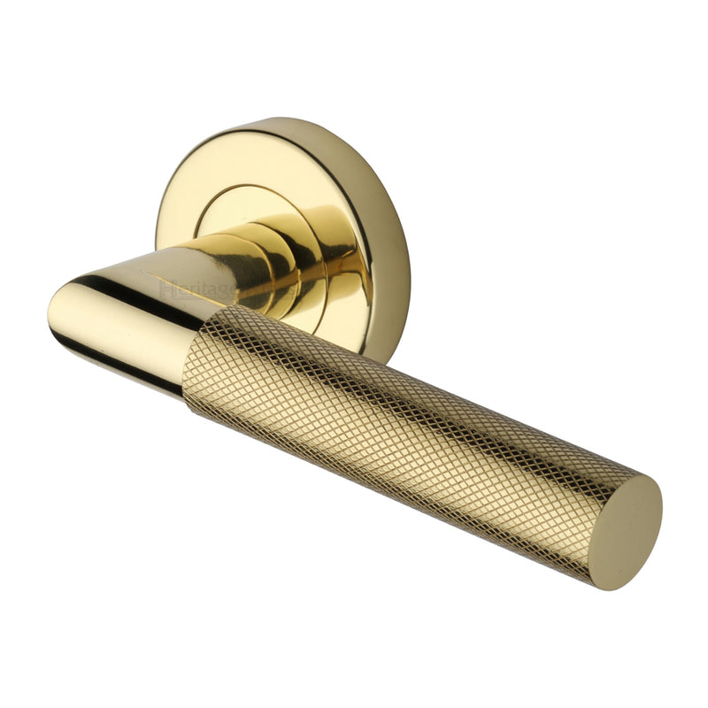 Bauhaus Mitre Knurled Door Handle on Round Rose