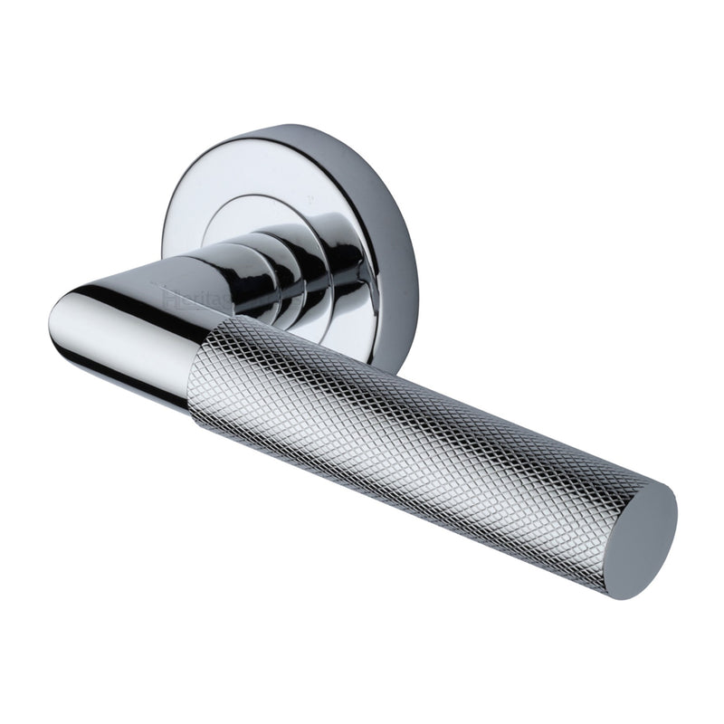 Bauhaus Mitre Knurled Door Handle on Round Rose