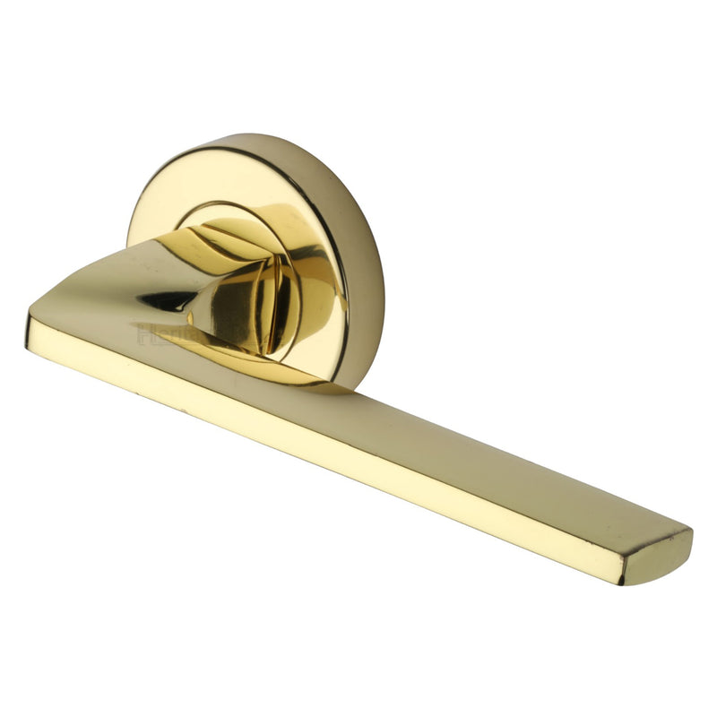 Metro Angled Door Handle on Round Rose