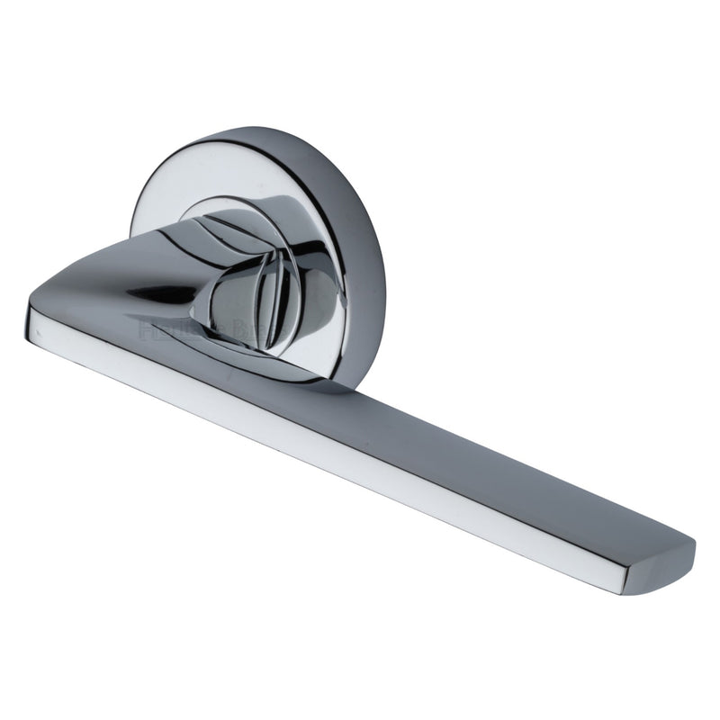 Metro Angled Door Handle on Round Rose