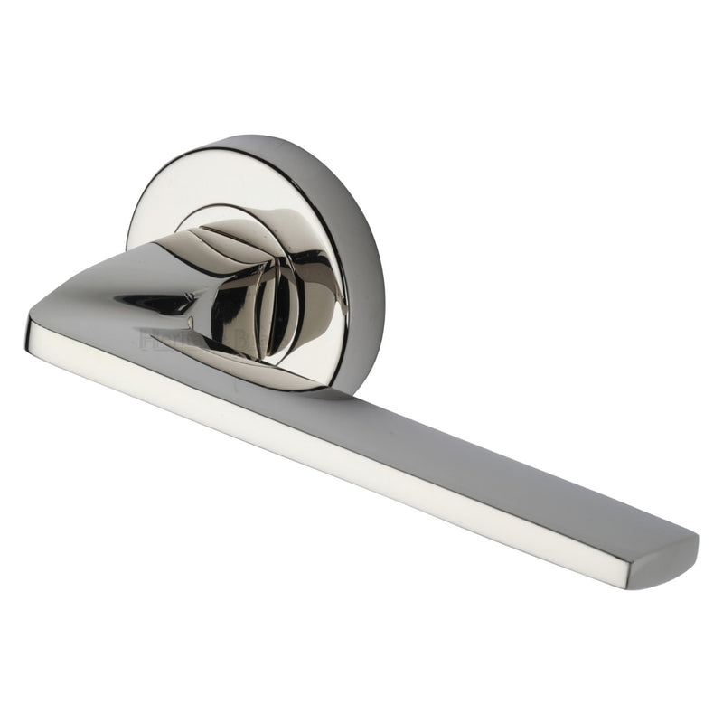 Metro Angled Door Handle on Round Rose