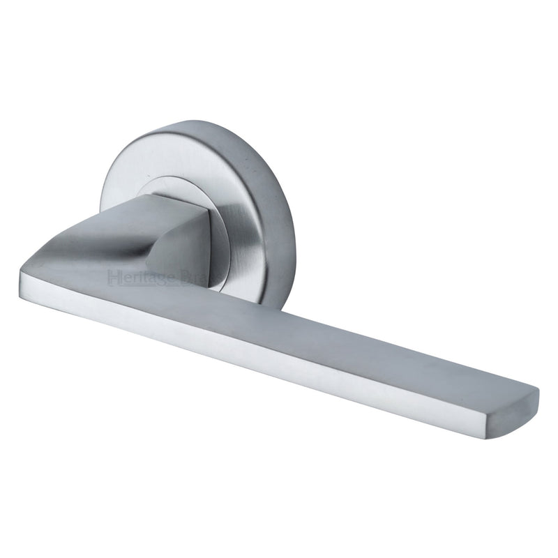 Metro Angled Door Handle on Round Rose