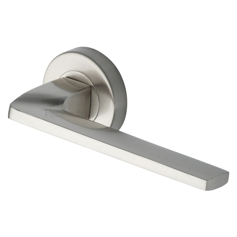 Metro Angled Door Handle on Round Rose