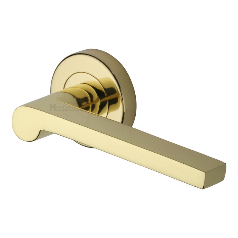 Metro Mid Century Door Handle on Round Rose