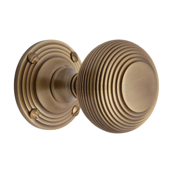 Reeded Mortice Door Knob on Rose