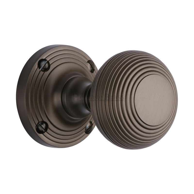 Reeded Mortice Door Knob on Rose