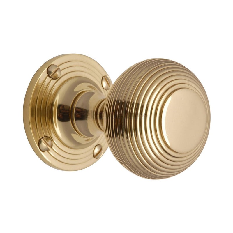 Heritage Brass Reeded Mortice Door Knob on Rose