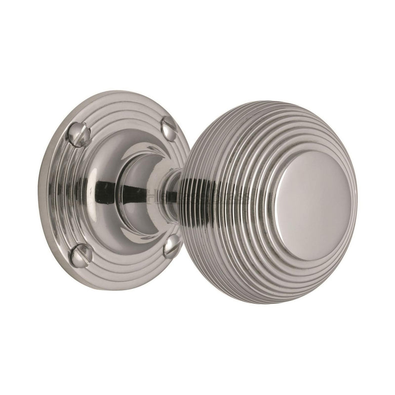 Heritage Brass Reeded Mortice Door Knob on Rose