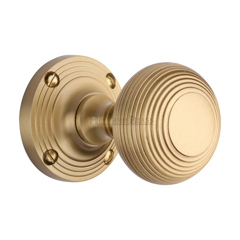 Reeded Mortice Door Knob on Rose