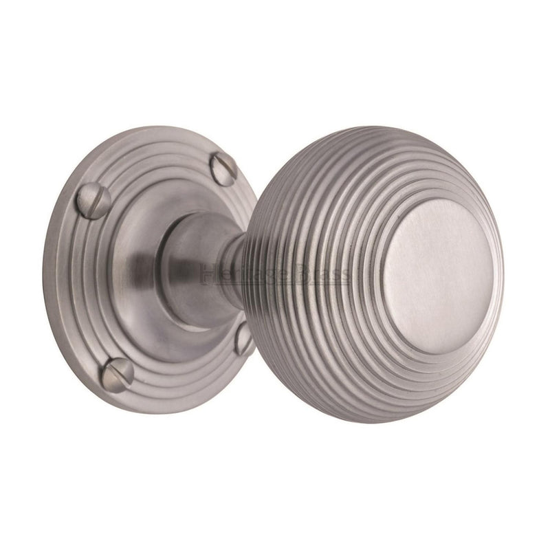 Reeded Mortice Door Knob on Rose