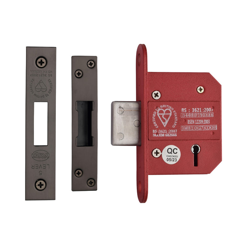 York British Standard 5 Lever Deadlock 2 1/2"