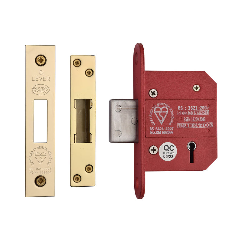 York British Standard 5 Lever Deadlock 2 1/2"