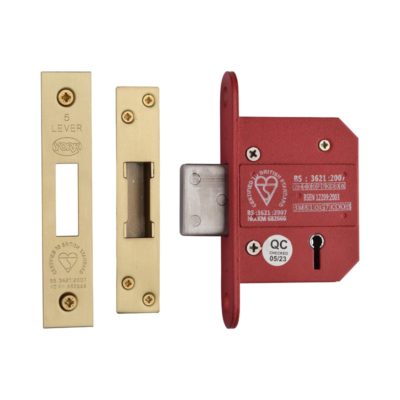 York British Standard 5 Lever Deadlock 2 1/2"