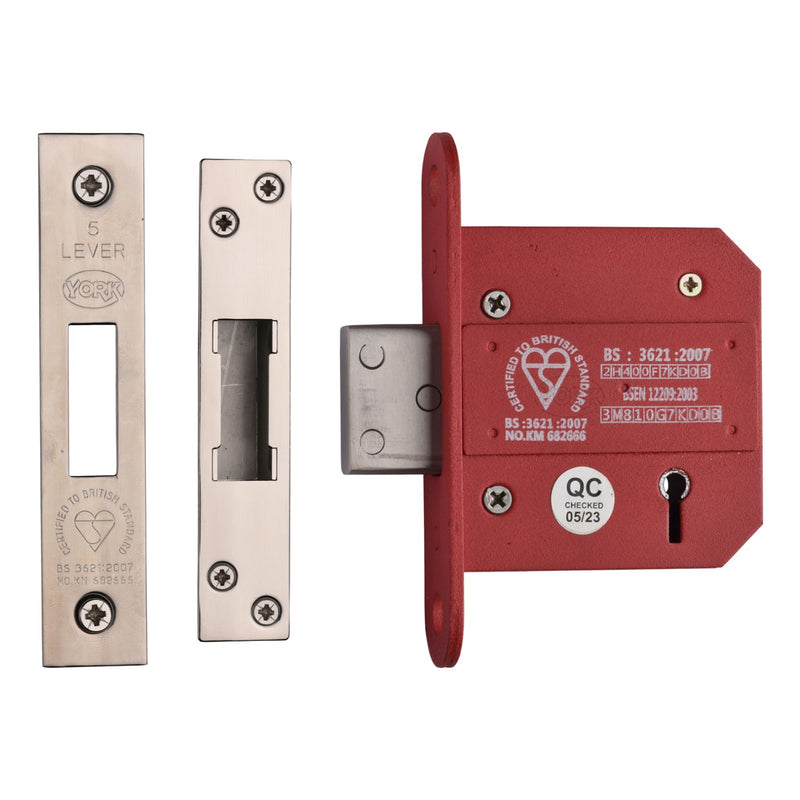 York British Standard 5 Lever Deadlock 3"