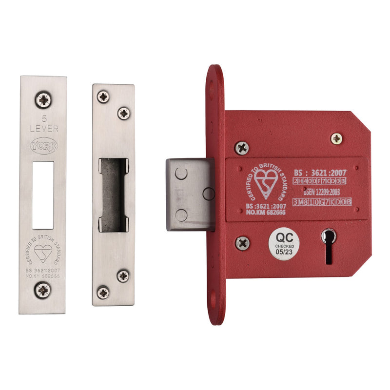 York British Standard 5 Lever Deadlock 3"