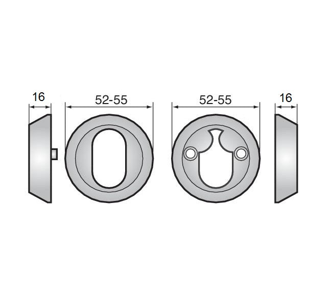 ASSA 18256 Cylinder Accessory Set with 16mm Cylinder Ring - Satin Chrome