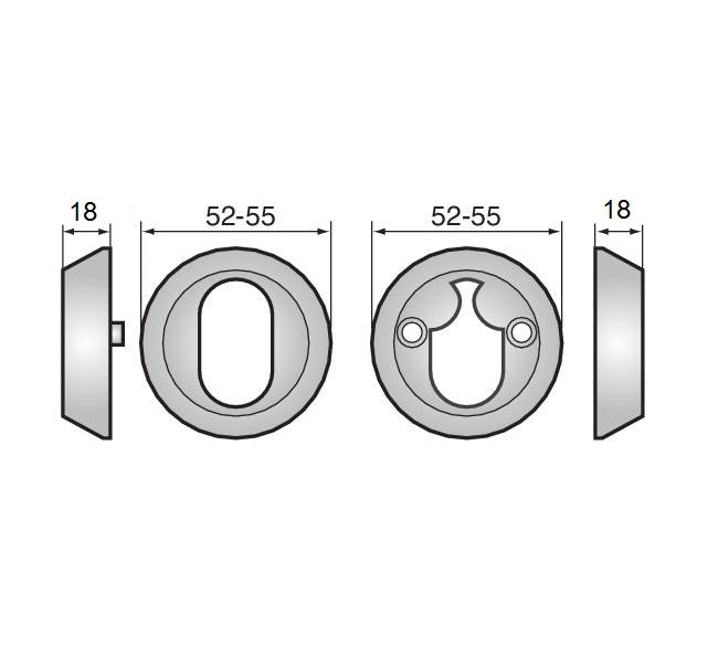 ASSA 18256 Cylinder Accessory Set with 18mm Cylinder Ring - Satin Chrome