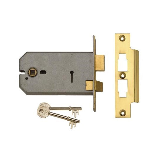 Union 2077 3 Lever Horizontal Sashlock - 124mm (5") Case - Brass