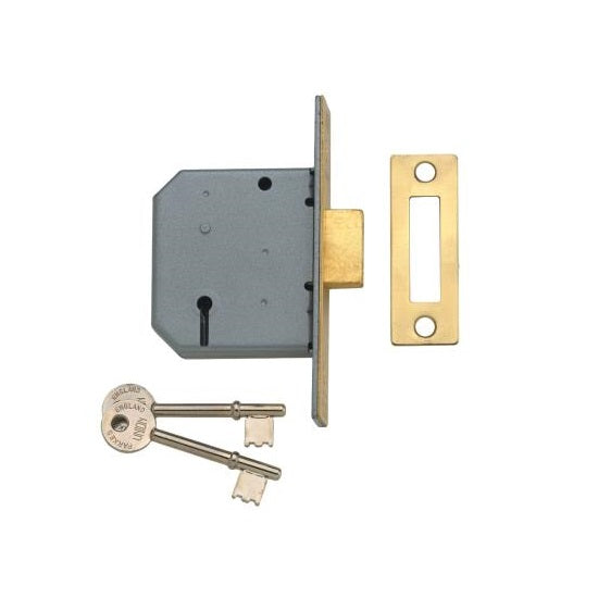 Union 2177 3 Lever Deadlock - 77.5mm (3") Case - 57mm Backset - Brass