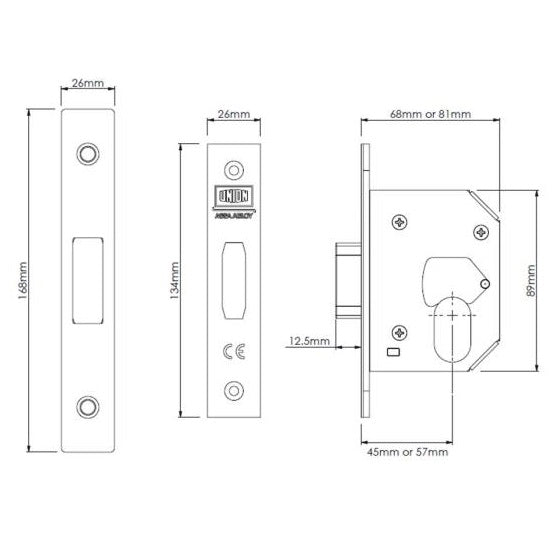 Union StrongBOLT 21OVS Oval Deadlock - 81mm (3") Case - 57mm Backset - Polished Brass