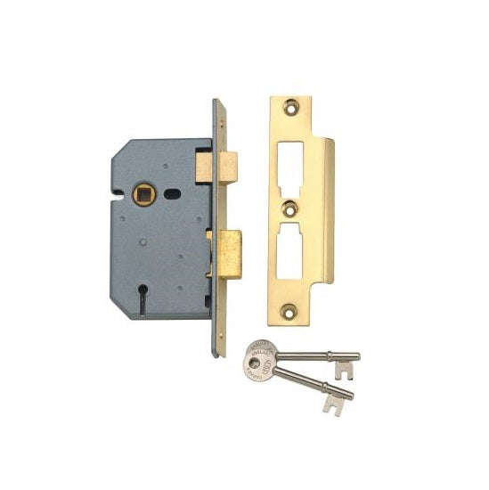 Union 2277 3 Lever Sashlock - 102mm (4") Case - 82.5mm Backset - Brass