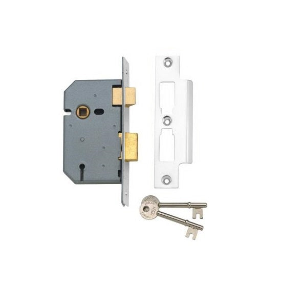 Union 2277 3 Lever Sashlock - 65mm (2.5") Case - 44mm Backset - Satin Chrome