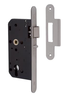 Union 2C25 DIN Style Euro Deadlocking Nightlatch with Radius Forend - 83mm Case - 55mm Backset - SSS